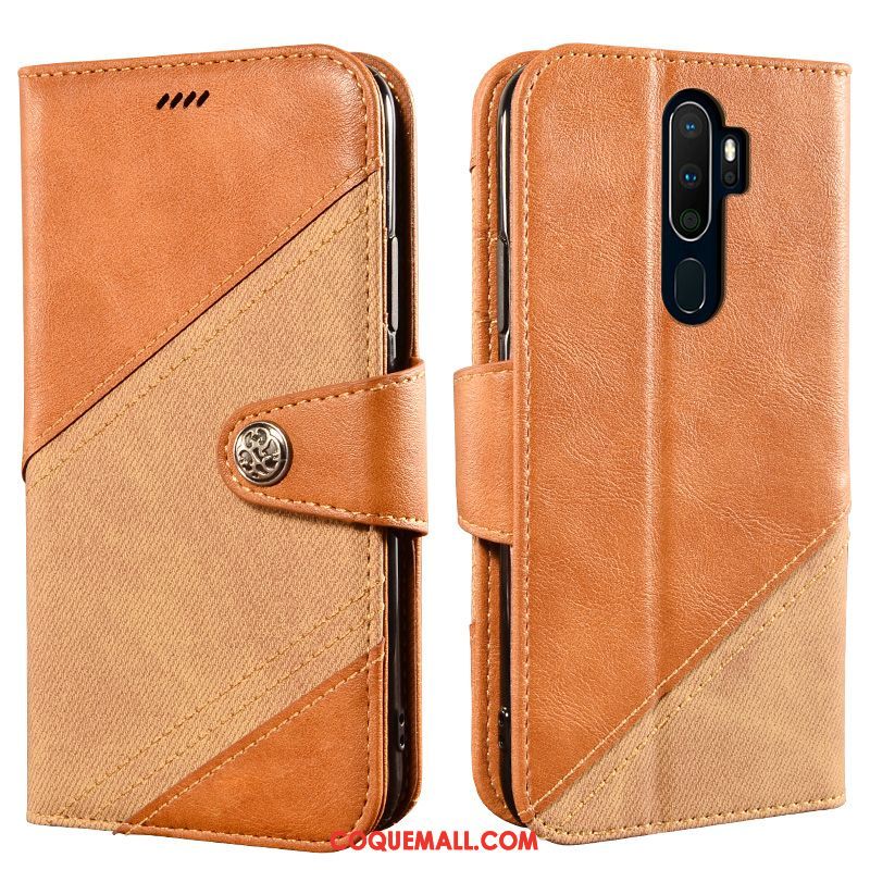 Étui Oppo A9 2020 En Cuir Fluide Doux Téléphone Portable, Coque Oppo A9 2020 Protection Portefeuille Braun