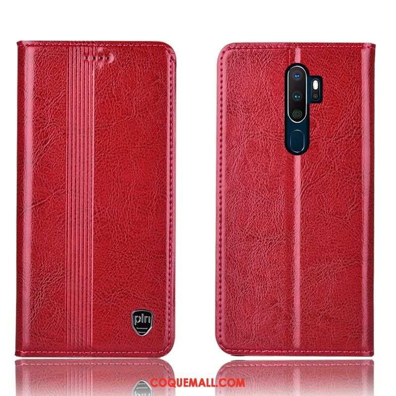 Étui Oppo A9 2020 Téléphone Portable Rouge En Cuir, Coque Oppo A9 2020 Grand Tout Compris