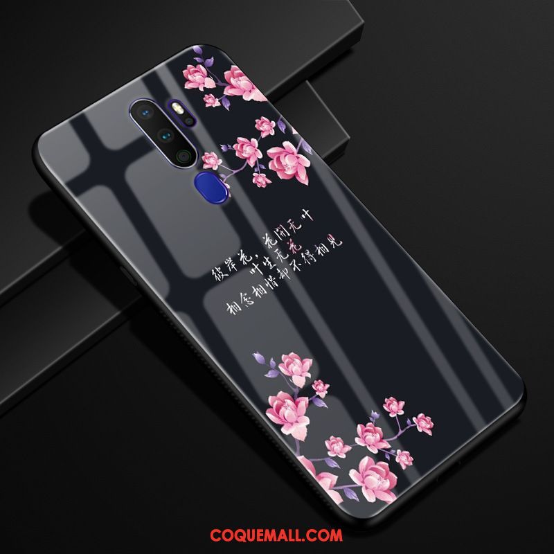 Étui Oppo A9 2020 Téléphone Portable Verre Vent, Coque Oppo A9 2020 Protection Fleur