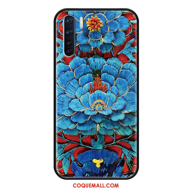 Étui Oppo A91 Bleu Style Chinois Frais, Coque Oppo A91 Mode Incassable