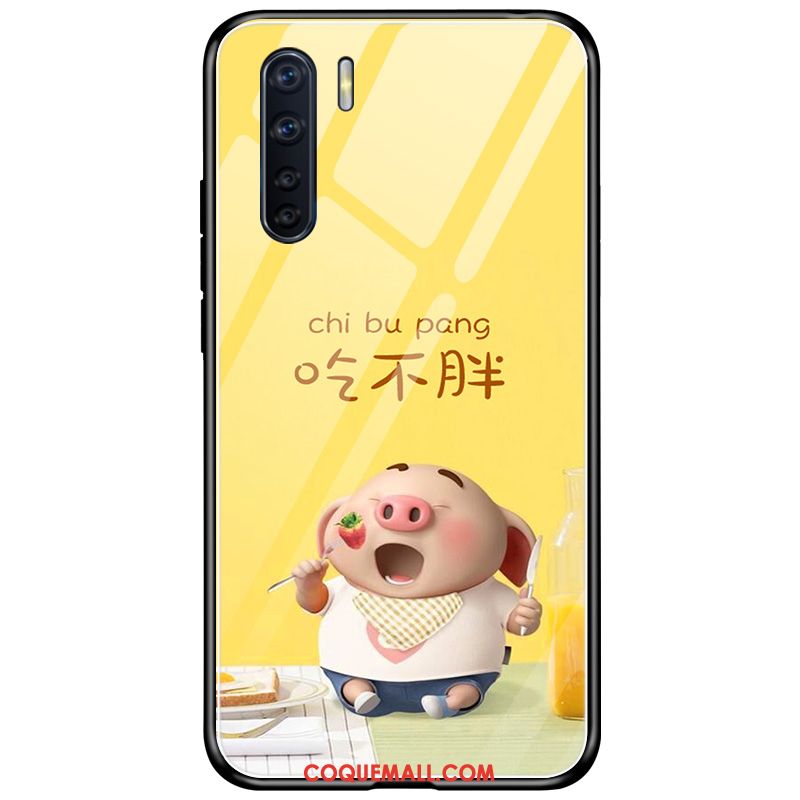 Étui Oppo A91 Dessin Animé Incassable Jaune, Coque Oppo A91 Tempérer Tout Compris