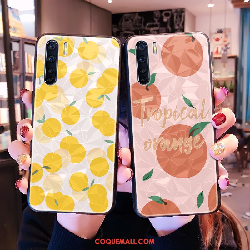 Étui Oppo A91 Fleurs Jaune Cœur, Coque Oppo A91 Petit Téléphone Portable