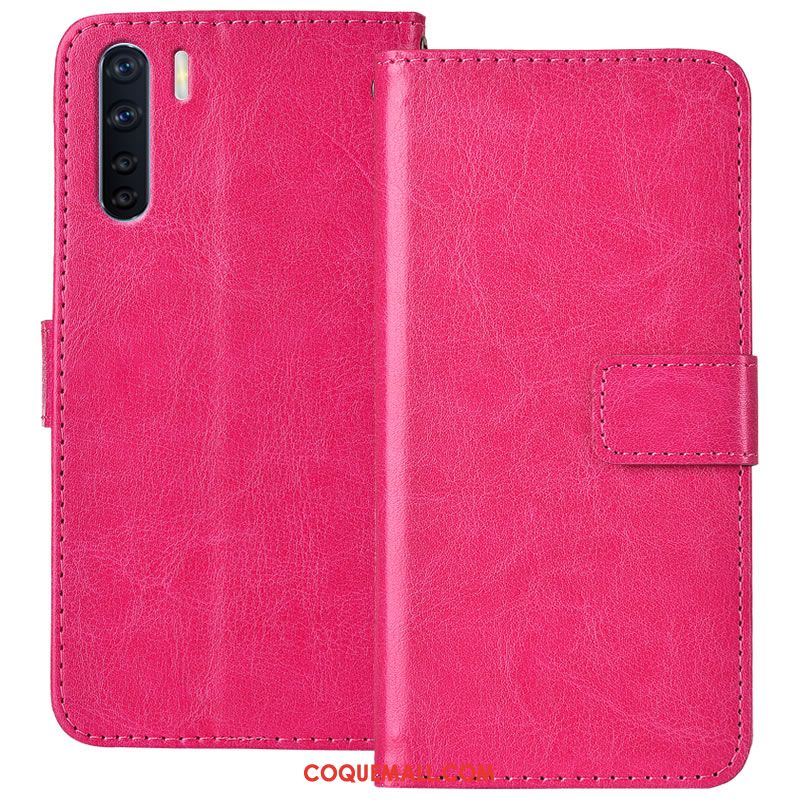 Étui Oppo A91 Incassable En Cuir Téléphone Portable, Coque Oppo A91 Rouge Protection