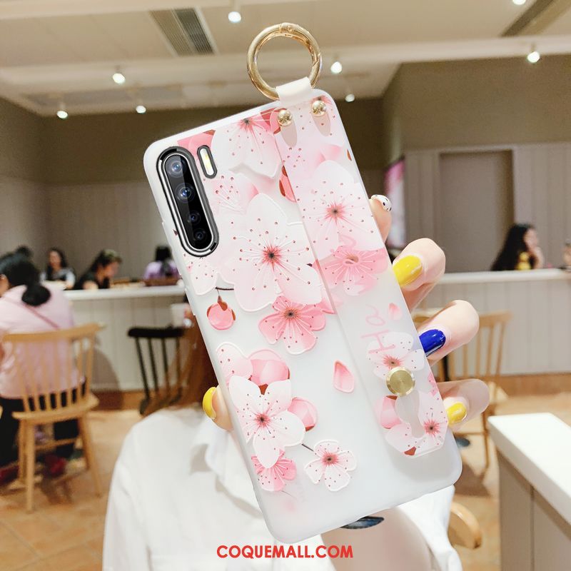 Étui Oppo A91 Tout Compris Protection Délavé En Daim, Coque Oppo A91 Rose Gaufrage