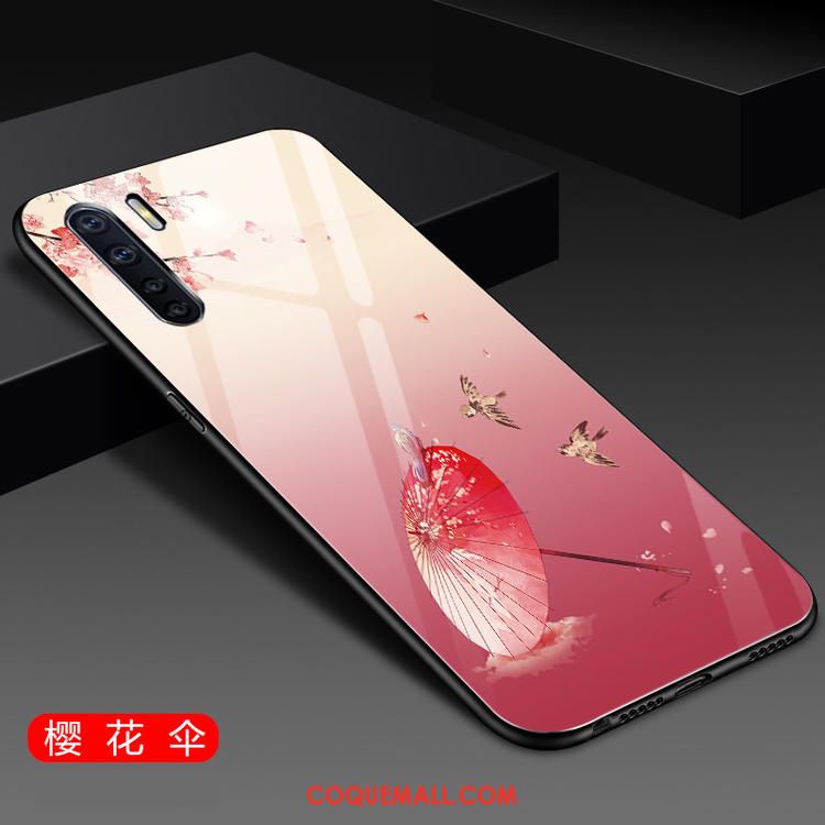 Étui Oppo A91 Verre Rouge Ornements Suspendus, Coque Oppo A91 Incassable Téléphone Portable