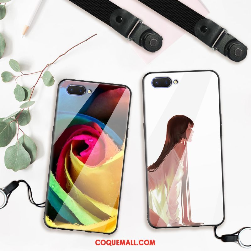 Étui Oppo Ax5 Blanc Verre Incassable, Coque Oppo Ax5 Téléphone Portable Dessin Animé