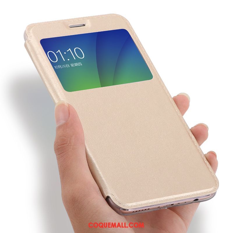 Étui Oppo F5 Or Incassable Tout Compris, Coque Oppo F5 Téléphone Portable Étui En Cuir