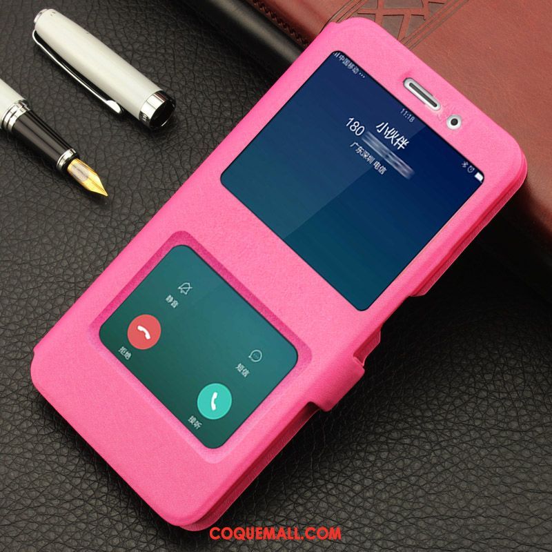 Étui Oppo F5 Téléphone Portable Protection Rouge, Coque Oppo F5 Étui En Cuir Clamshell