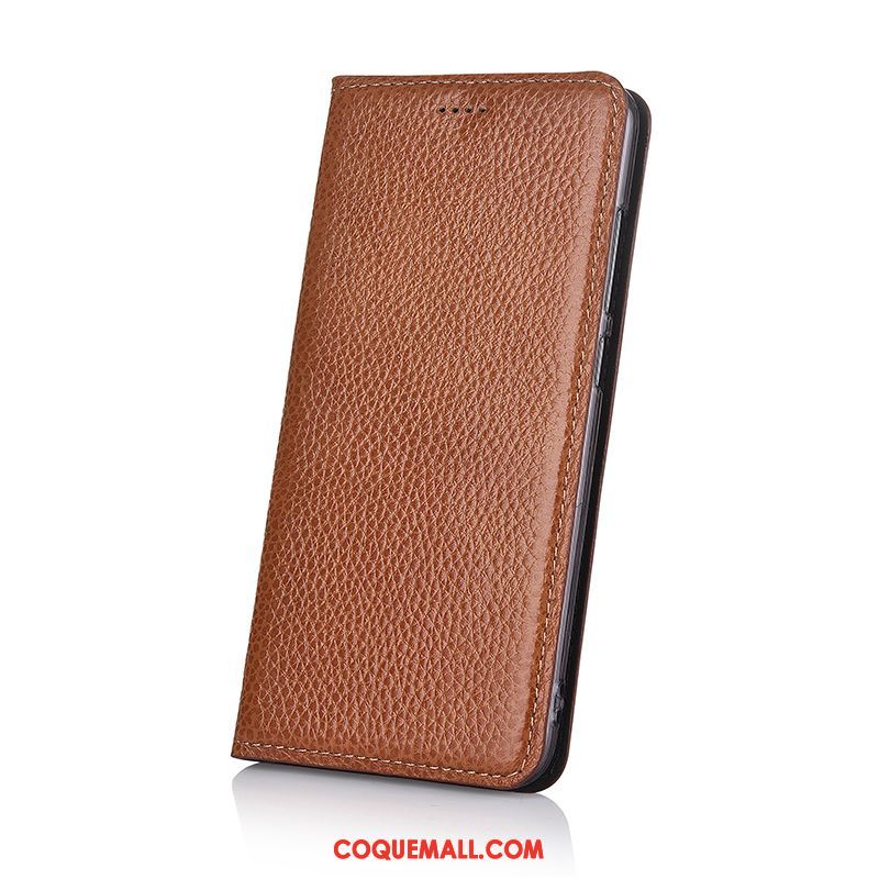 Étui Oppo F7 Étui En Cuir Litchi Incassable, Coque Oppo F7 Modèle Fleurie Personnalité Braun