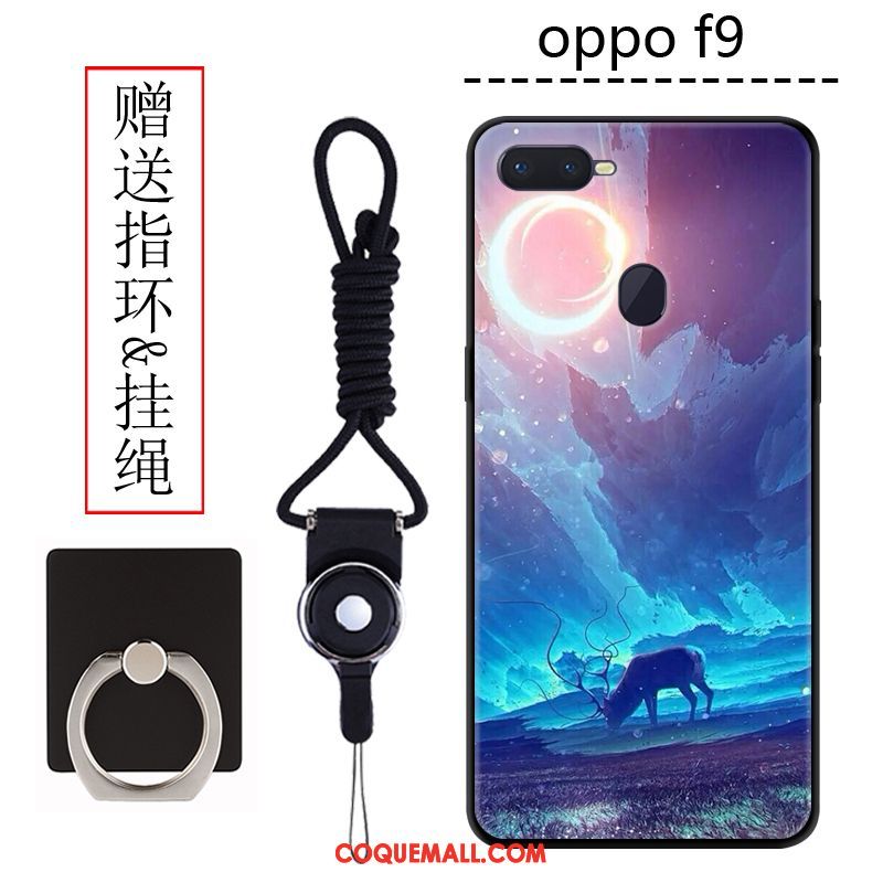 Étui Oppo F9 Dessin Animé Délavé En Daim Incassable, Coque Oppo F9 Téléphone Portable Personnalité