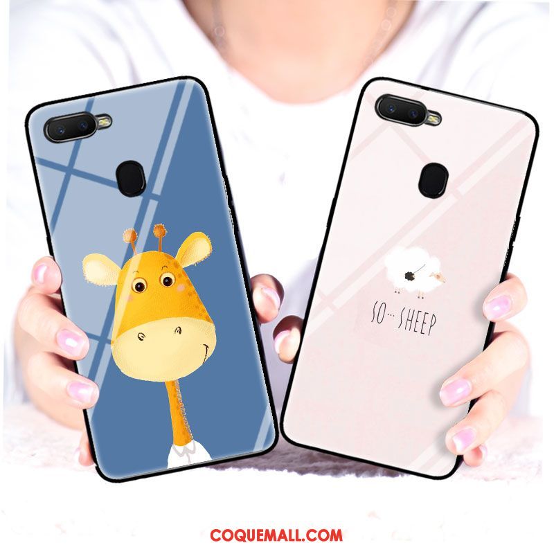 Étui Oppo F9 Incassable Téléphone Portable Verre, Coque Oppo F9 Bleu Animal