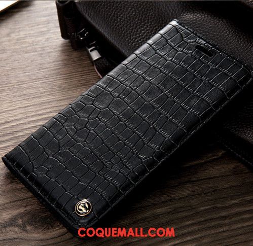 Étui Oppo F9 Téléphone Portable Tout Compris Cuir Véritable, Coque Oppo F9 Noir Business