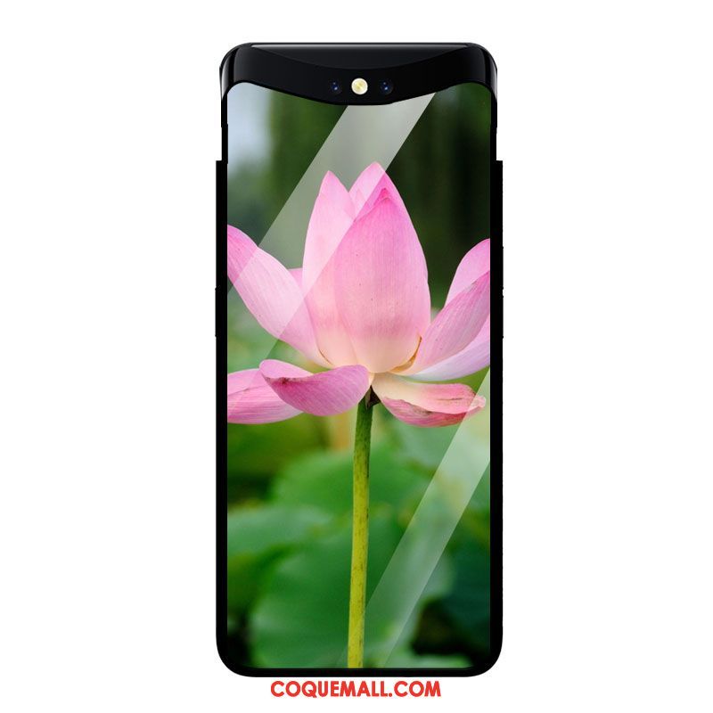 Étui Oppo Find X Style Chinois Fleurs Art, Coque Oppo Find X Vintage Verre Trempé