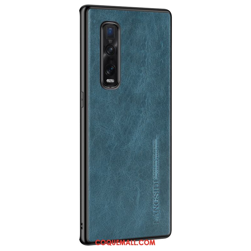 Étui Oppo Find X2 Pro Tendance Créatif Cuir Véritable, Coque Oppo Find X2 Pro Téléphone Portable Net Rouge