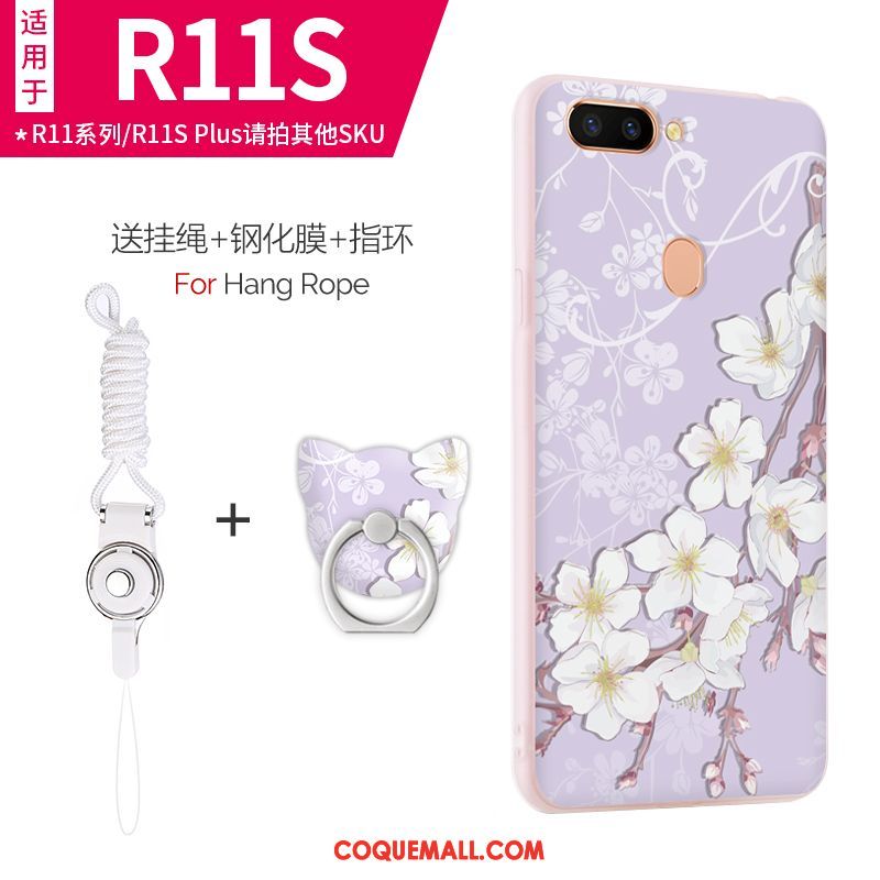 Étui Oppo R11s Fluide Doux Violet Incassable, Coque Oppo R11s Silicone Tout Compris