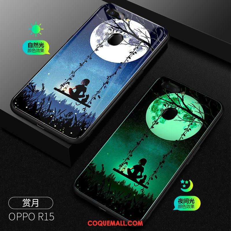 Étui Oppo R15 Bleu Très Mince Verre, Coque Oppo R15 Étoile Lumineuses