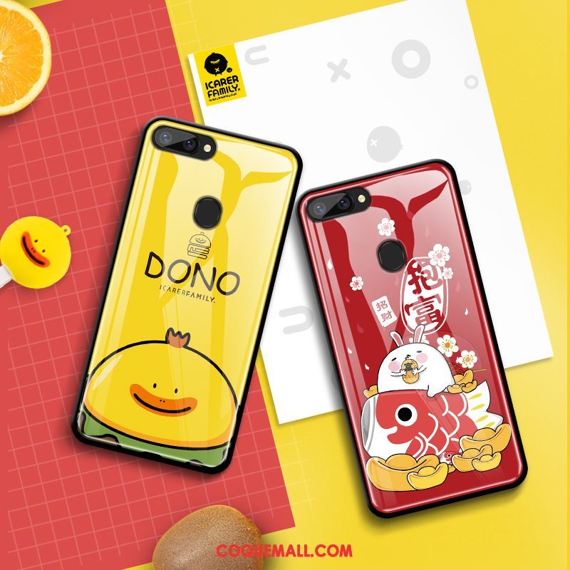 Étui Oppo R15 Jaune Tendance Incassable, Coque Oppo R15 Verre Dessin Animé