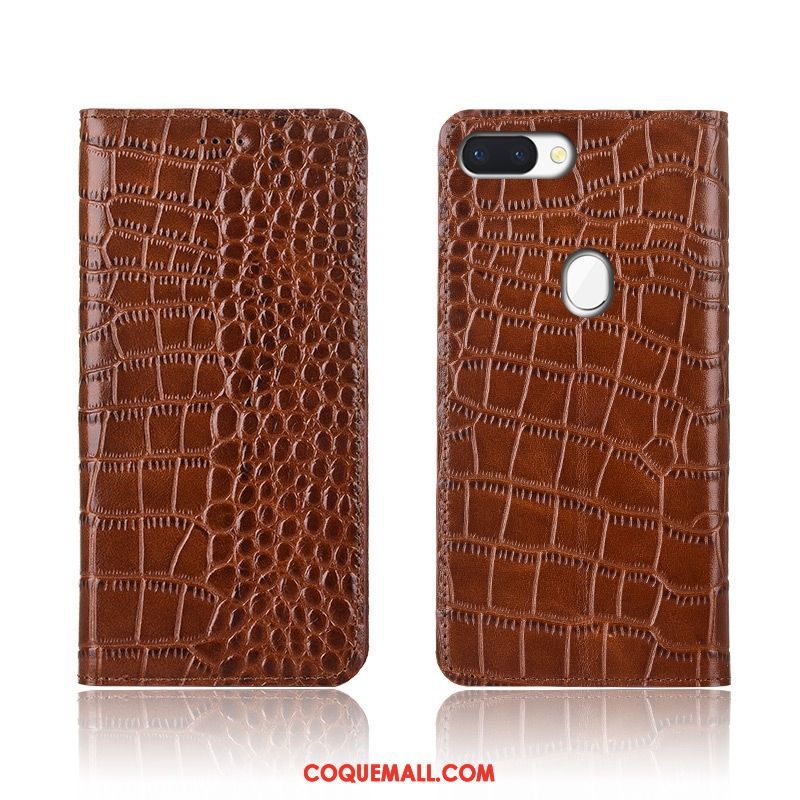 Étui Oppo R15 Pro Étui En Cuir Incassable Crocodile, Coque Oppo R15 Pro Téléphone Portable Protection Braun