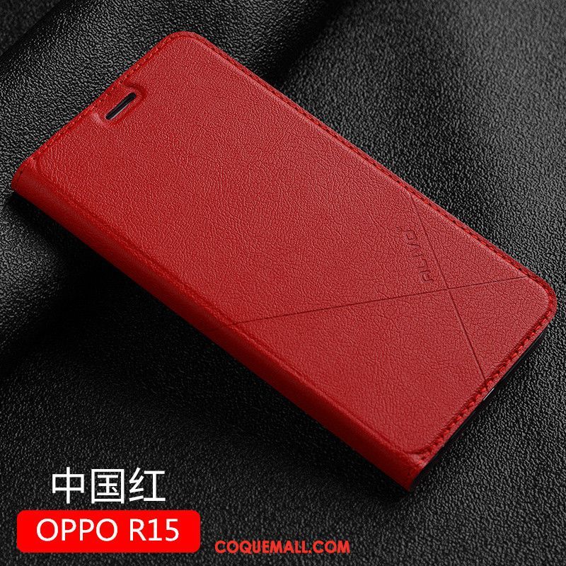Étui Oppo R15 Rouge Nouveau Incassable, Coque Oppo R15 Téléphone Portable Étui En Cuir