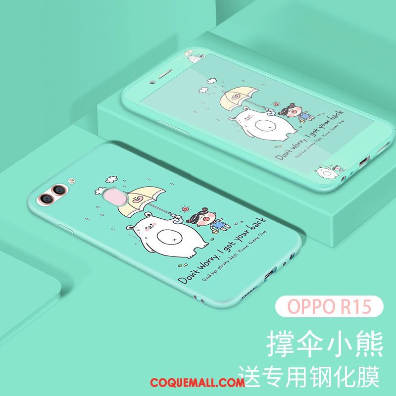 Étui Oppo R15 Vert Charmant Tempérer, Coque Oppo R15 Membrane Téléphone Portable