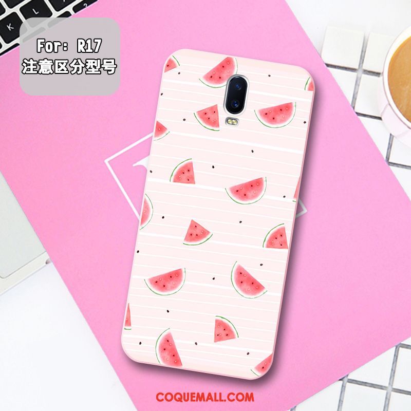 Étui Oppo R17 Fluide Doux Gaufrage Rose, Coque Oppo R17 Frais Silicone