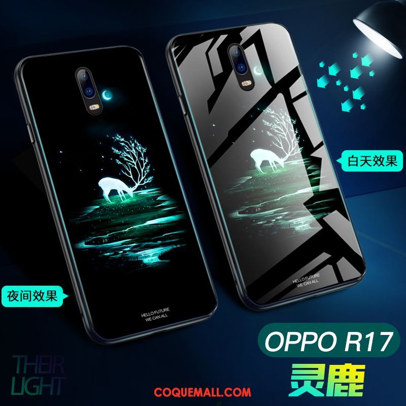 Étui Oppo R17 Lumineuses Verre Téléphone Portable, Coque Oppo R17 Personnalité Net Rouge