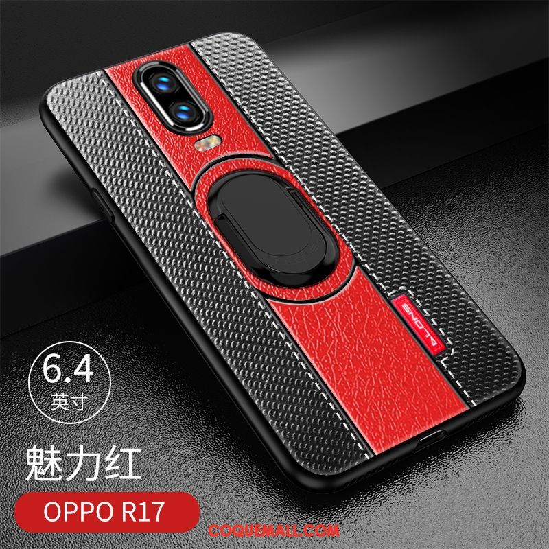 Étui Oppo R17 Magnétisme Support Rouge, Coque Oppo R17 Silicone Modèle Fleurie