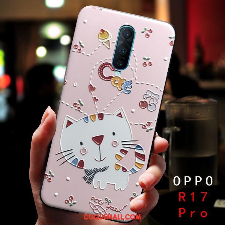 Étui Oppo R17 Pro Créatif Dimensionnel Marque De Tendance, Coque Oppo R17 Pro Délavé En Daim Silicone