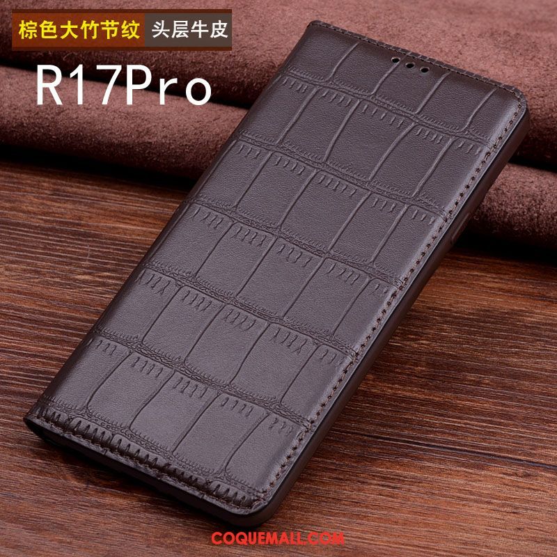 Étui Oppo R17 Pro Personnalisé Protection Étui En Cuir, Coque Oppo R17 Pro Bovins Incassable Braun