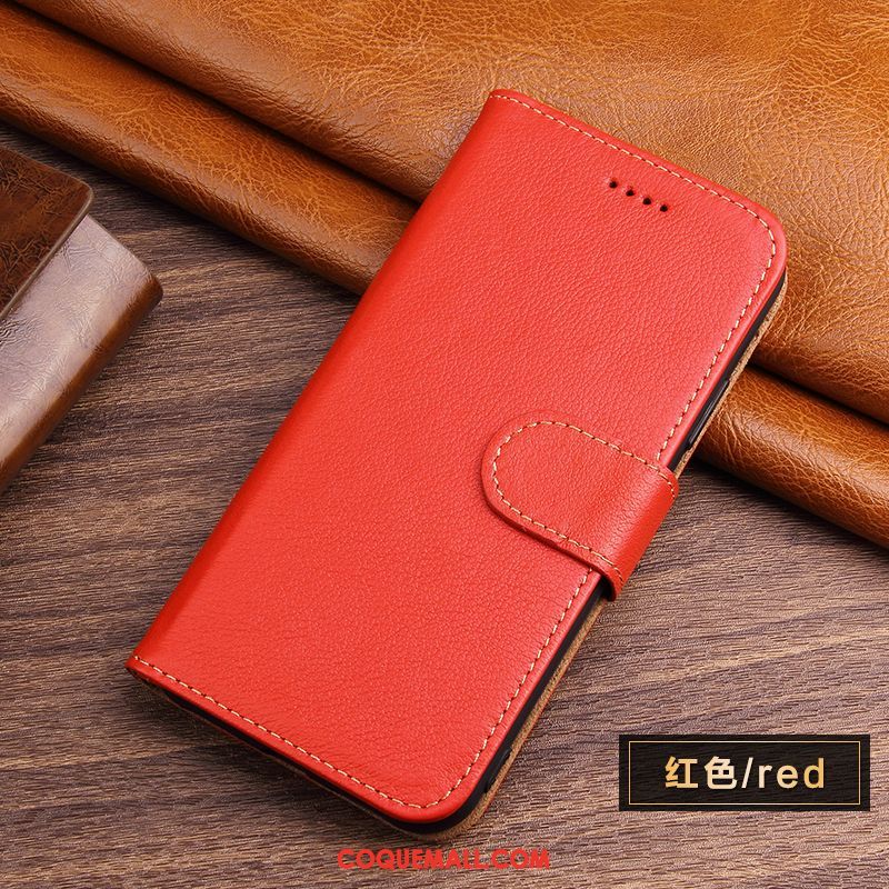 Étui Oppo R17 Pro Protection Cuir Véritable Incassable, Coque Oppo R17 Pro Étui En Cuir Rouge