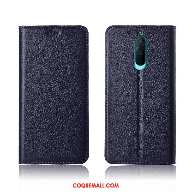 Étui Oppo R17 Pro Silicone Incassable Bleu, Coque Oppo R17 Pro Tout Compris Litchi Braun