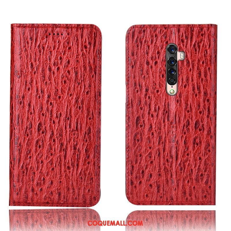 Étui Oppo Reno 2 Incassable Cuir Véritable Oiseau, Coque Oppo Reno 2 Modèle Fleurie Téléphone Portable