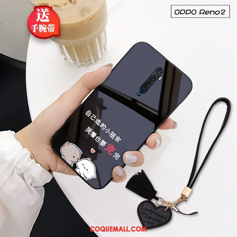 Étui Oppo Reno 2 Z Créatif Personnalité Ornements Suspendus, Coque Oppo Reno 2 Z Verre Amoureux