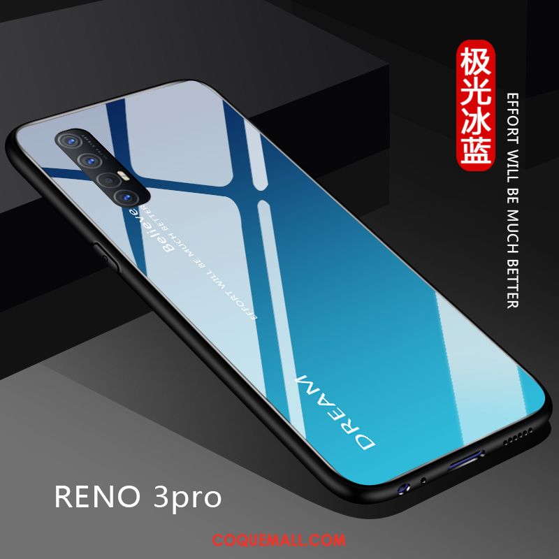 Étui Oppo Reno 3 Pro Incassable Couleur Unie Verre, Coque Oppo Reno 3 Pro Net Rouge Dégradé