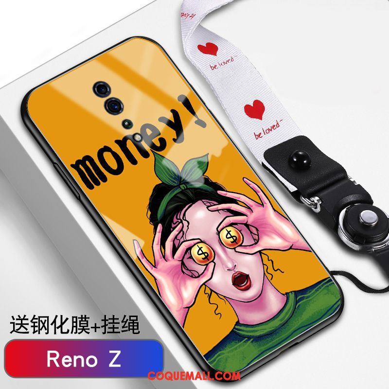 Étui Oppo Reno Z Fluide Doux Verre Tendance, Coque Oppo Reno Z Net Rouge Protection