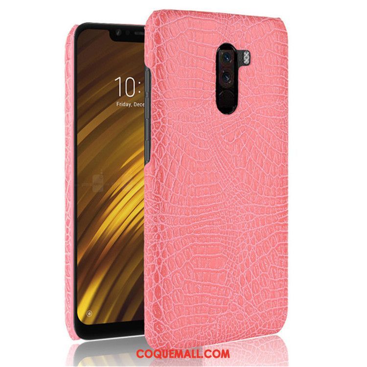 Étui Pocophone F1 Rose Petit Téléphone Portable, Coque Pocophone F1 Crocodile Modèle Protection Beige