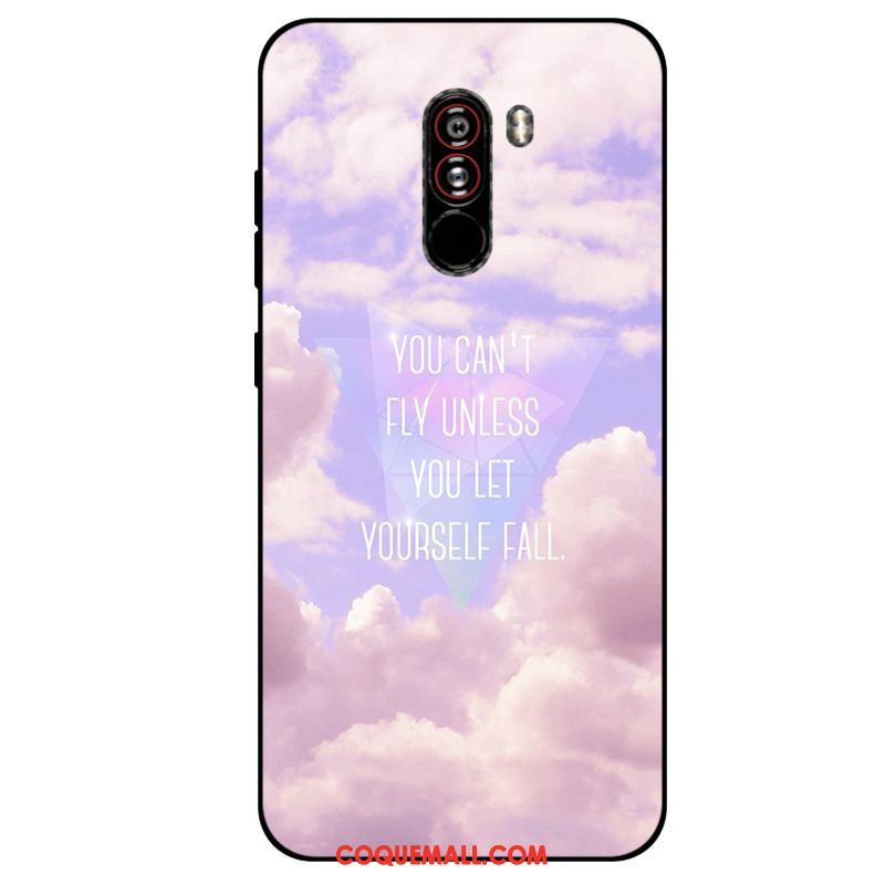 Étui Pocophone F1 Tout Compris Téléphone Portable Silicone, Coque Pocophone F1 Violet Petit Beige