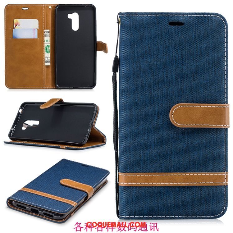 Étui Pocophone F1 Étui En Cuir Marque De Tendance Bleu, Coque Pocophone F1 Protection Téléphone Portable Beige