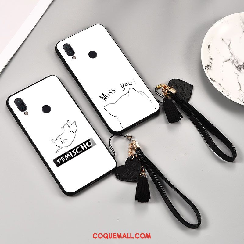 Étui Redmi 7 Blanc Charmant Dessin Animé, Coque Redmi 7 Verre Protection Beige