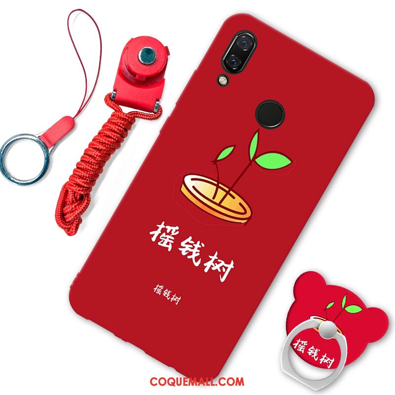 Étui Redmi 7 Fluide Doux Rouge Incassable, Coque Redmi 7 Téléphone Portable Petit Beige