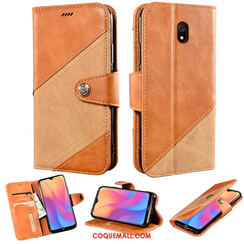 Étui Redmi 8a Carte Protection Incassable, Coque Redmi 8a Tout Compris En Cuir Braun Beige