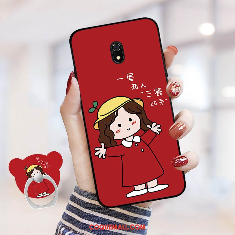 Étui Redmi 8a Dessin Animé Téléphone Portable Ornements Suspendus, Coque Redmi 8a Fluide Doux Rouge Beige