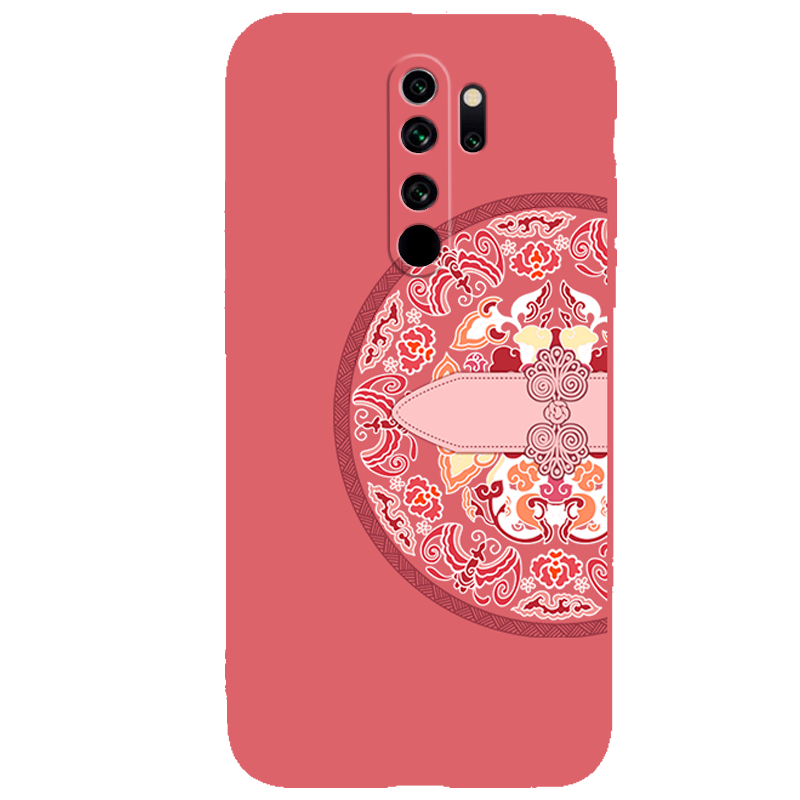 Étui Redmi 9 Personnalité Tout Compris Gaufrage, Coque Redmi 9 Fluide Doux Rouge Beige