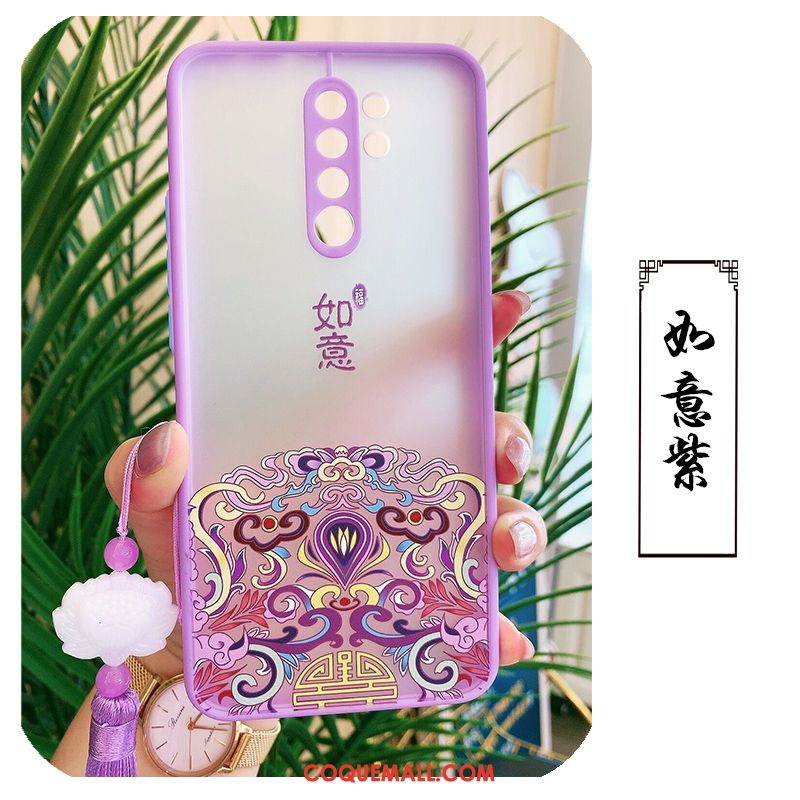 Étui Redmi 9 Silicone Protection Délavé En Daim, Coque Redmi 9 Violet Net Rouge Beige