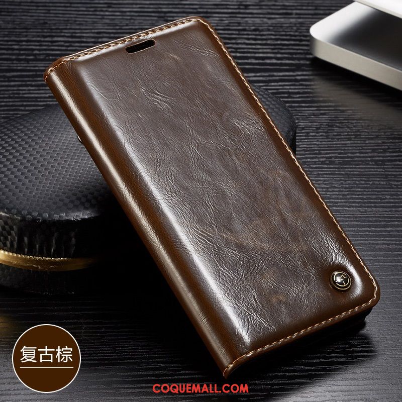 Étui Redmi Note 6 Pro Membrane Vintage Rouge, Coque Redmi Note 6 Pro Tempérer Téléphone Portable Braun Beige