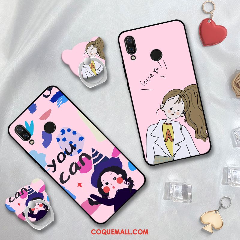 Étui Redmi Note 7 Incassable Fluide Doux Silicone, Coque Redmi Note 7 Rose Téléphone Portable Beige