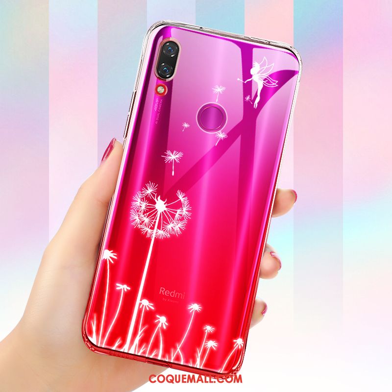 Étui Redmi Note 7 Ornements Suspendus Fluide Doux Dégradé, Coque Redmi Note 7 Transparent Bleu Beige