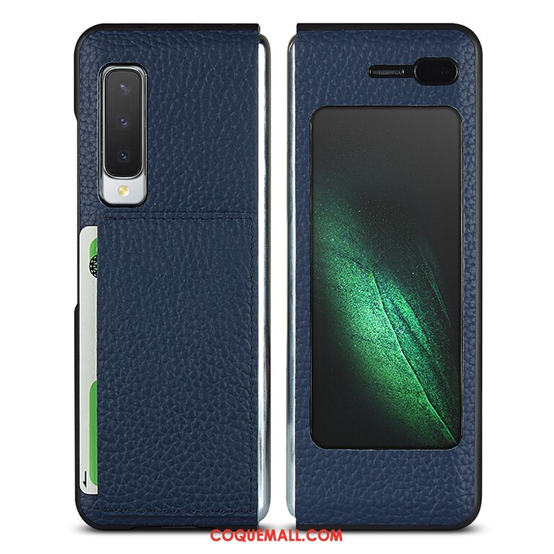 Étui Samsung Fold Bleu Marin Luxe Protection, Coque Samsung Fold Modèle Fleurie Tout Compris