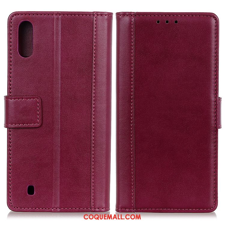 Étui Samsung Galaxy A10 Protection Téléphone Portable Portefeuille, Coque Samsung Galaxy A10 Rouge En Cuir