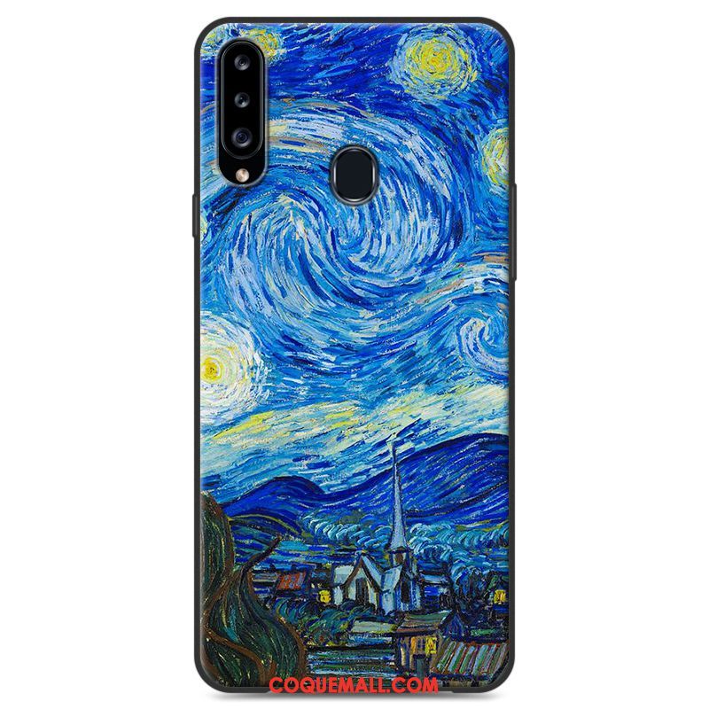 Étui Samsung Galaxy A20s Bleu Protection Tout Compris, Coque Samsung Galaxy A20s Fluide Doux Étoile